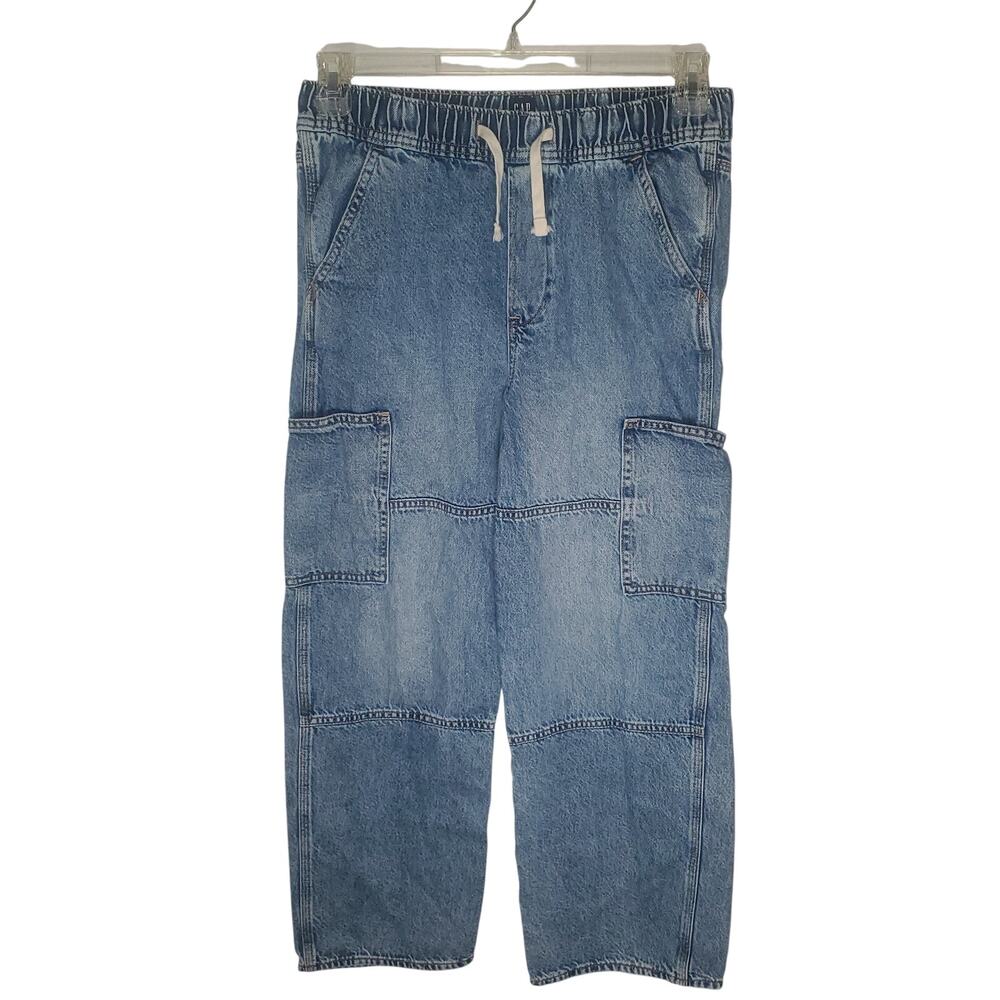 Gap Kids Boys Baggy Cargo Jeans XXL 14-16 Husky Drawstring Denim Streetwear Y2K